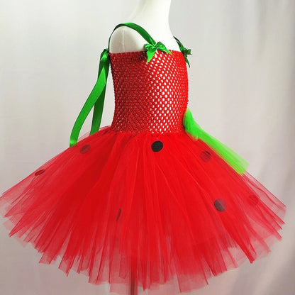 Vestido de Tutú para Niñas Vestidos de Princesa Fresa para Niños Disfraz de Cumpleaños de Niña Sandía Disfraces de Navidad de Halloween Niño Pequeño