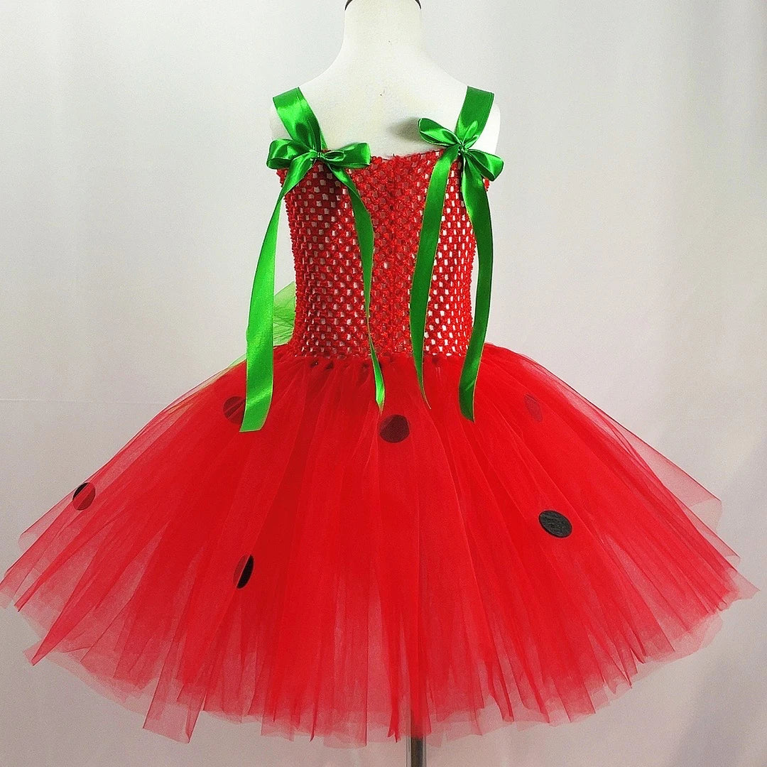 Vestido de Tutú para Niñas Vestidos de Princesa Fresa para Niños Disfraz de Cumpleaños de Niña Sandía Disfraces de Navidad de Halloween Niño Pequeño