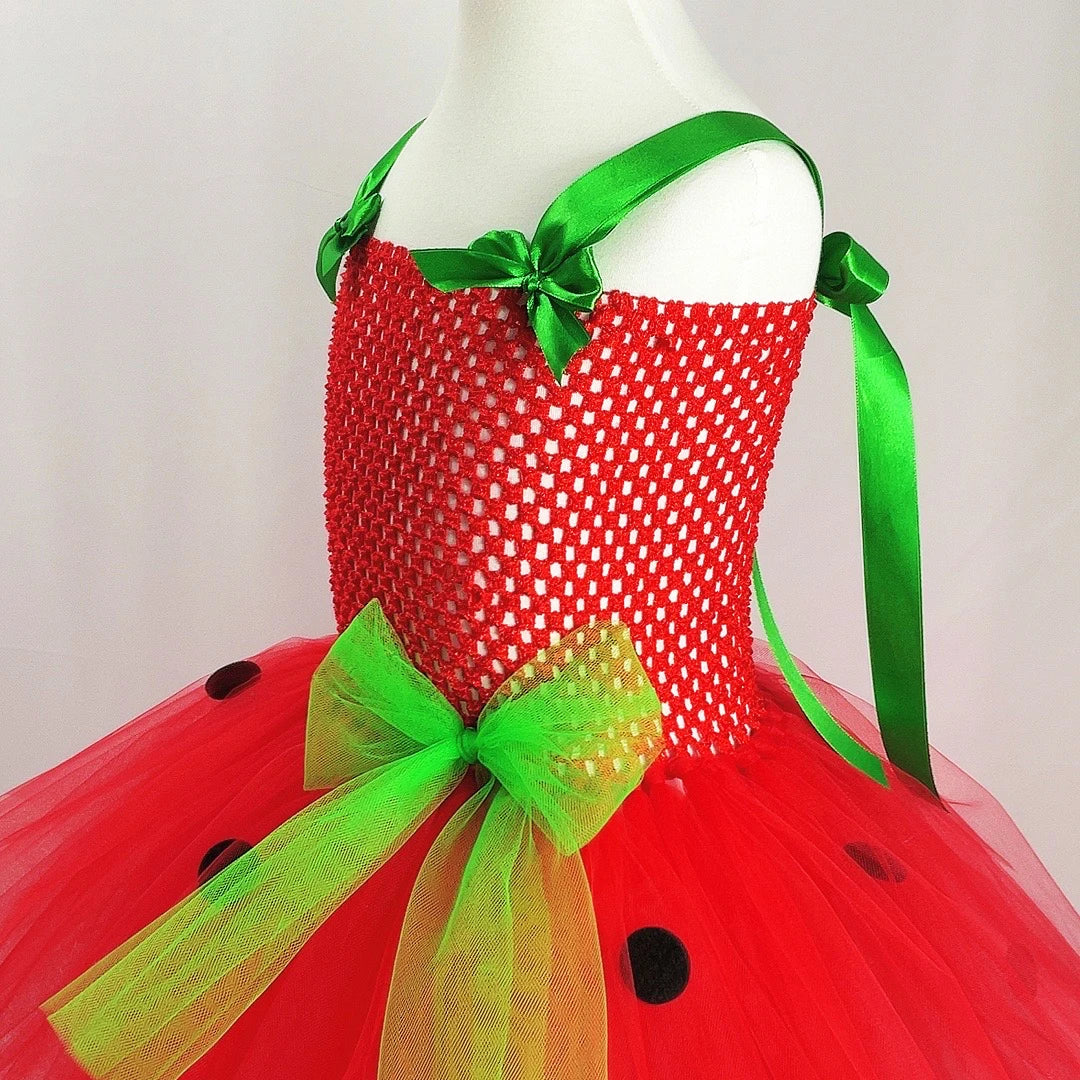 Vestido de Tutú para Niñas Vestidos de Princesa Fresa para Niños Disfraz de Cumpleaños de Niña Sandía Disfraces de Navidad de Halloween Niño Pequeño