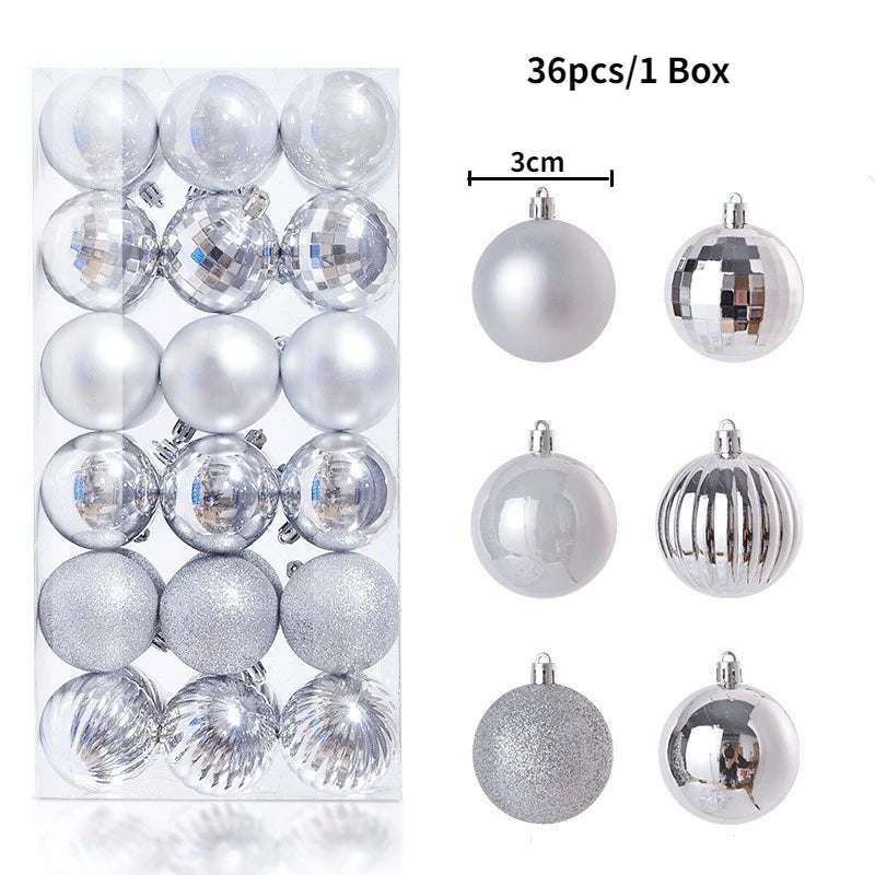 24/36Pcs/Caja Decoración de bolas de Navidad Adornos colgantes de árbol de Navidad para decoración del hogar Navidad Año Nuevo 2023 Accesorio de suministros para fiestas